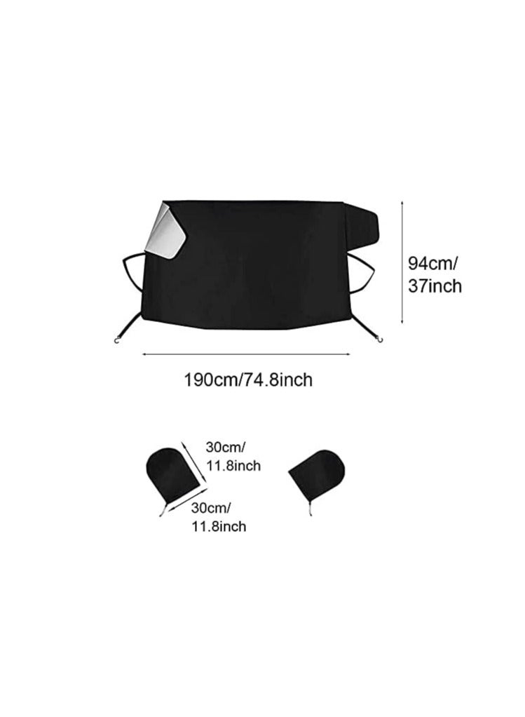 Excefore Car Front Windshield Sun Shade with 2 pcs Side Mirror Sunshade, Winter with Side Mirror Cover Snow UV Protection Frost Truck Windshield Sunshade - Image 5