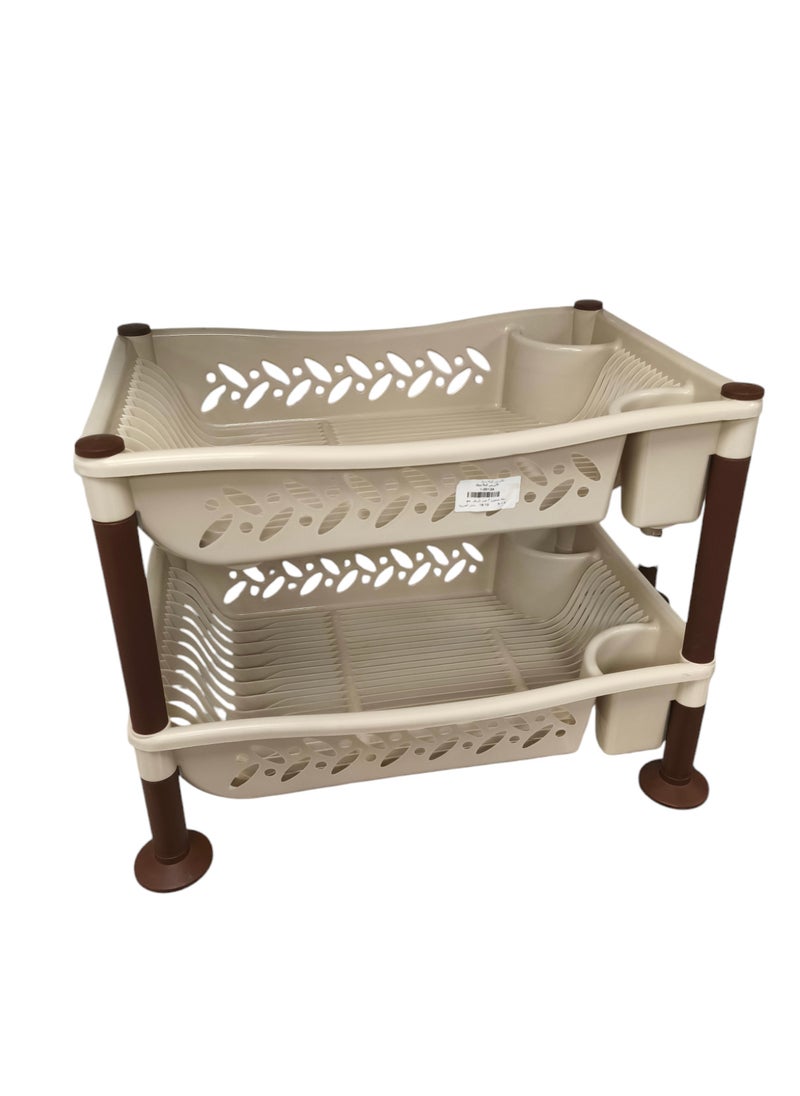 Generic Dish Rack Beige two-tier Dish Drainer 