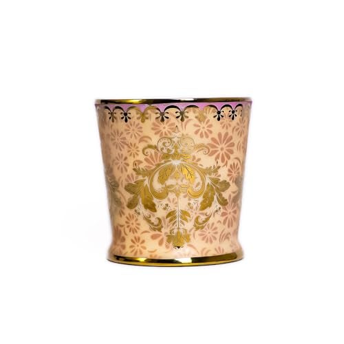 Femora Royal Pink Damask Gold Ceramic Tea and Coffee Mugs, (180 ml, Golden) - 6 Pcs Set (NOT Microwave Safe) - Image 2