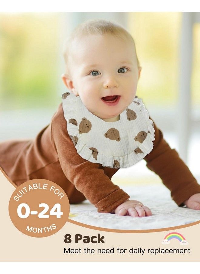 Lictin Muslin Baby Drool Bibs 8 Pack Baby Bandana Drool Bibs Cotton Unisex Snap Muslin Bibs For Boys Girls Absorbent & Soft For Teething And Drooling  - Image 4