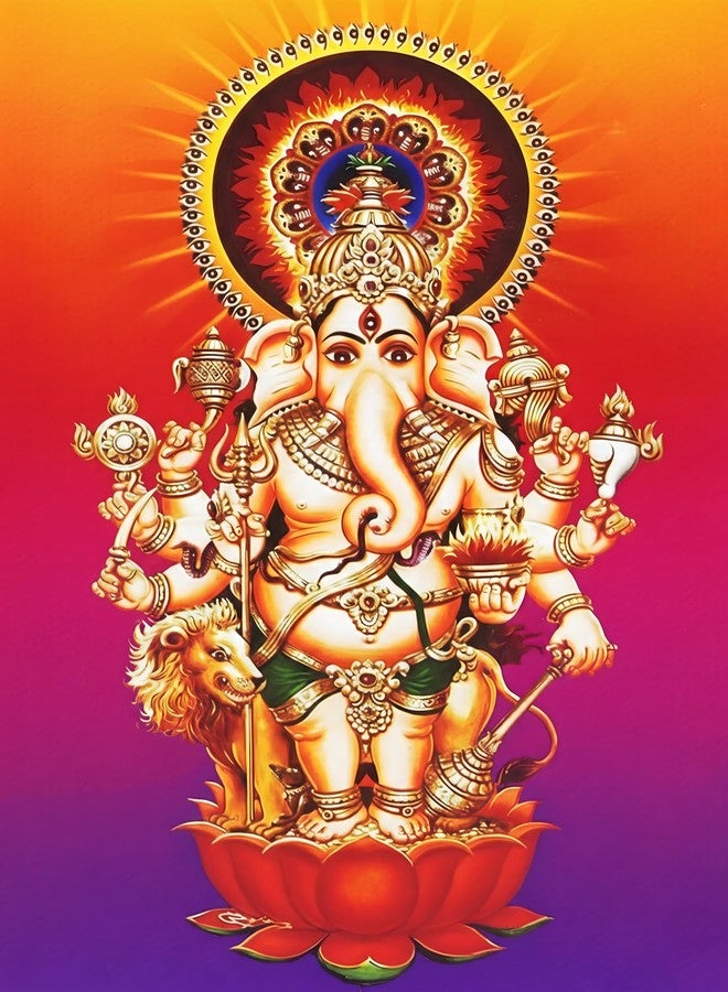 Roostaflag Drishti Ganapathi Poster for Entrance | Vastu Ganesha Poster | Kan Drishti Ganpati Sticker | Lord Ganesh Posters | God Shubha Ganpati Posters for Pooja Room, Home, Office Wall Decor - Image 1