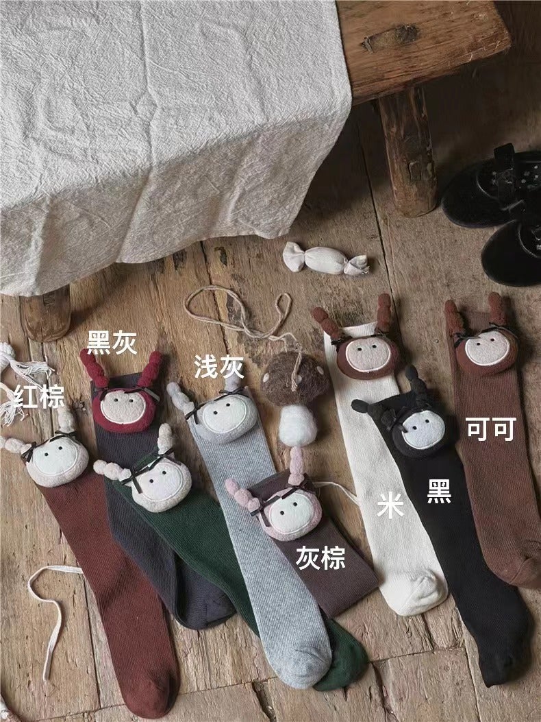 Wa008 Autumn New Children'S Socks Baby Cartoon Doll Combed Cotton Mid-Pile Socks Princess Style Stacking Socks - Image 1