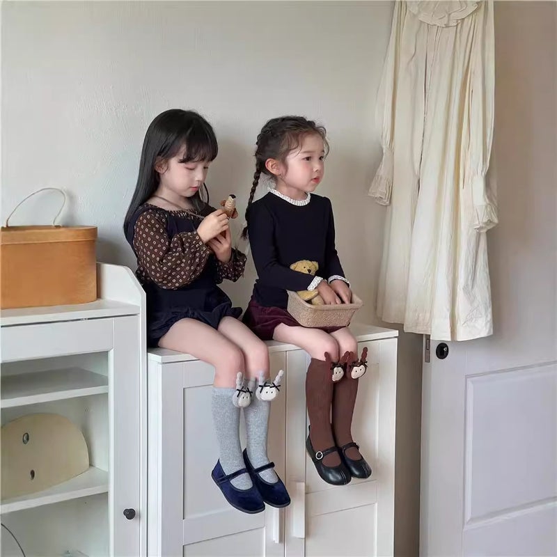 Wa008 Autumn New Children'S Socks Baby Cartoon Doll Combed Cotton Mid-Pile Socks Princess Style Stacking Socks - Image 3