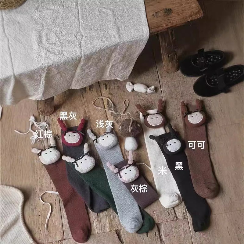 Wa008 Autumn New Children'S Socks Baby Cartoon Doll Combed Cotton Mid-Pile Socks Princess Style Stacking Socks - Image 2