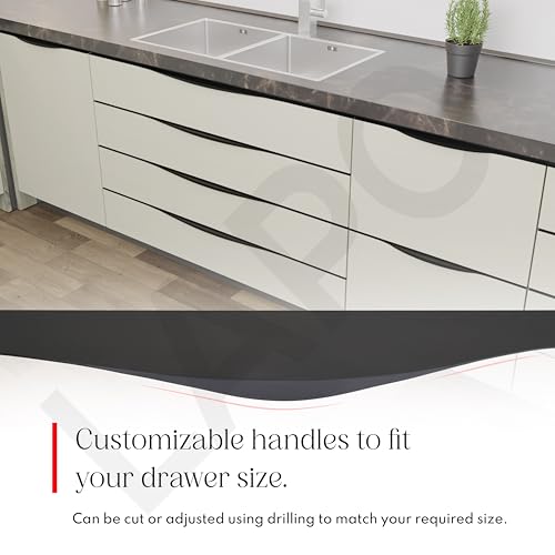 LAPO 3 Pack Elite 10 Inch Aluminum Kitchen Profile Handle, Cabinet Profile Handle, Drawer Handle for Kitchen, Profile Handle for Wardrobe, Profile Pull Handle for Home, Office(Black Finish, Pack of 3) - Image 5