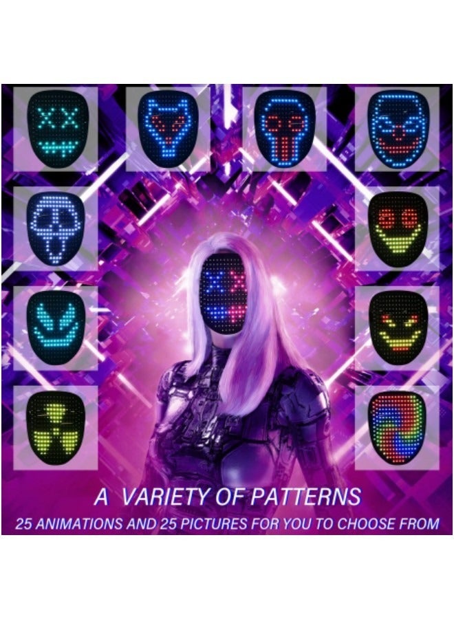 Led Mask with Gesture Sensing, LED Lighted Face Transforming Mask for Costume Cosplay Party Masquerade with 50 Preset Patterns - Image 2
