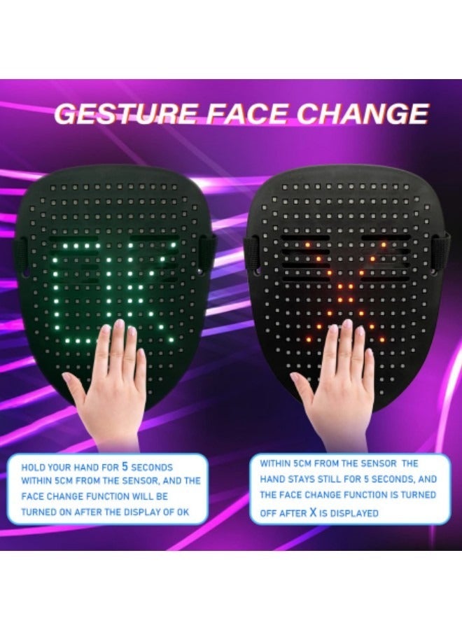 Led Mask with Gesture Sensing, LED Lighted Face Transforming Mask for Costume Cosplay Party Masquerade with 50 Preset Patterns - Image 3