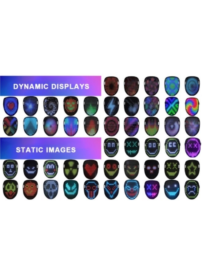 Led Mask with Gesture Sensing, LED Lighted Face Transforming Mask for Costume Cosplay Party Masquerade with 50 Preset Patterns - Image 5