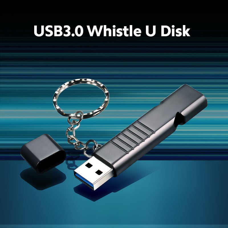32 ذاكرة USB3.0 محمولة صوت الصفارة تصميم ثنائي الوظائف محمول ومصنوع من سبائك الزنك متين ومتين، توصيل واستخدام - Image 2