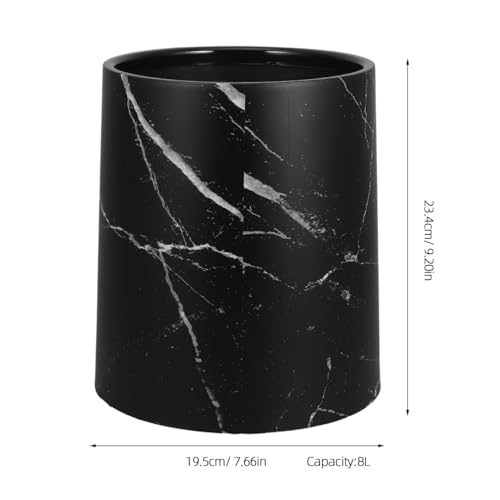 HOLIDYOYO Double Layer Marble Pattern Trash Can Round Garbage Bin 8L Black Waste Basket Container for Kitchen Bathroom Home Office Hotel - Image 4