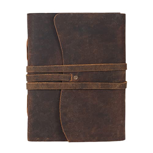 KomalC Handmade Leather Journal | Writing Diary | Bound Daily Notepad For Men & Women Unlined Paper Medium, writing pad gift for artist, sketch - Image 2