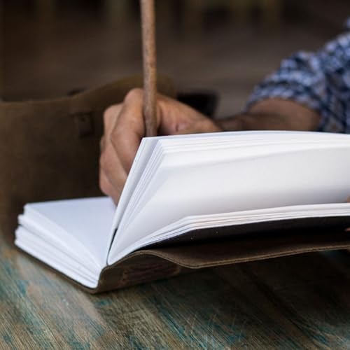KomalC Handmade Leather Journal | Writing Diary | Bound Daily Notepad For Men & Women Unlined Paper Medium, writing pad gift for artist, sketch - Image 3