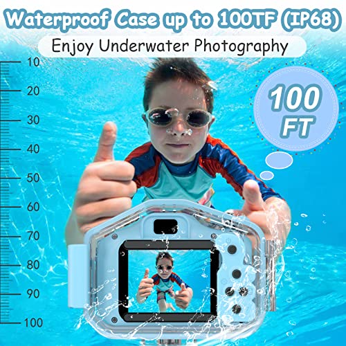 Agoigo Kids Waterproof Camera - Children Underwater HD Video Digital Camcorder, Portable Travel Toy for Toddler - Ideal Christmas Birthday Gifts for Boys Girls Age 3-12 with 32GB Card (Blue) - Image 5