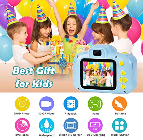 Agoigo Kids Waterproof Camera - Children Underwater HD Video Digital Camcorder, Portable Travel Toy for Toddler - Ideal Christmas Birthday Gifts for Boys Girls Age 3-12 with 32GB Card (Blue) - Image 2