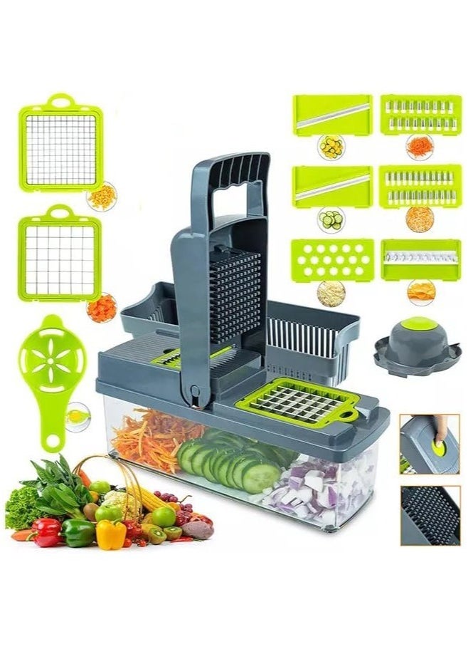 ZAQ - 16 in 1 multi-function vegetable and fruit chopper, replaceable blade chopper, slicer set, suitable for home kitchen - Image 1