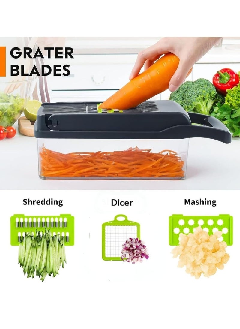 ZAQ - 16 in 1 multi-function vegetable and fruit chopper, replaceable blade chopper, slicer set, suitable for home kitchen - Image 1