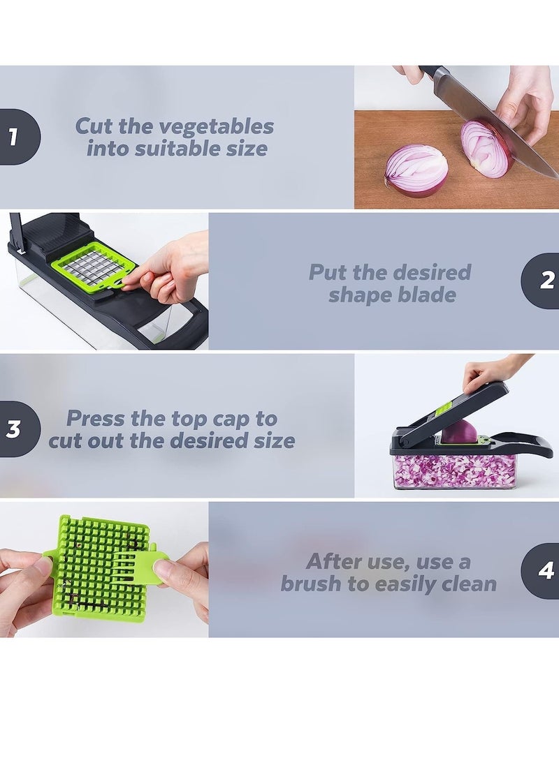 ZAQ - 16 in 1 multi-function vegetable and fruit chopper, replaceable blade chopper, slicer set, suitable for home kitchen - Image 1
