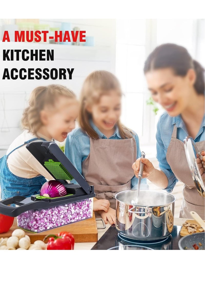 ZAQ - 16 in 1 multi-function vegetable and fruit chopper, replaceable blade chopper, slicer set, suitable for home kitchen - Image 1