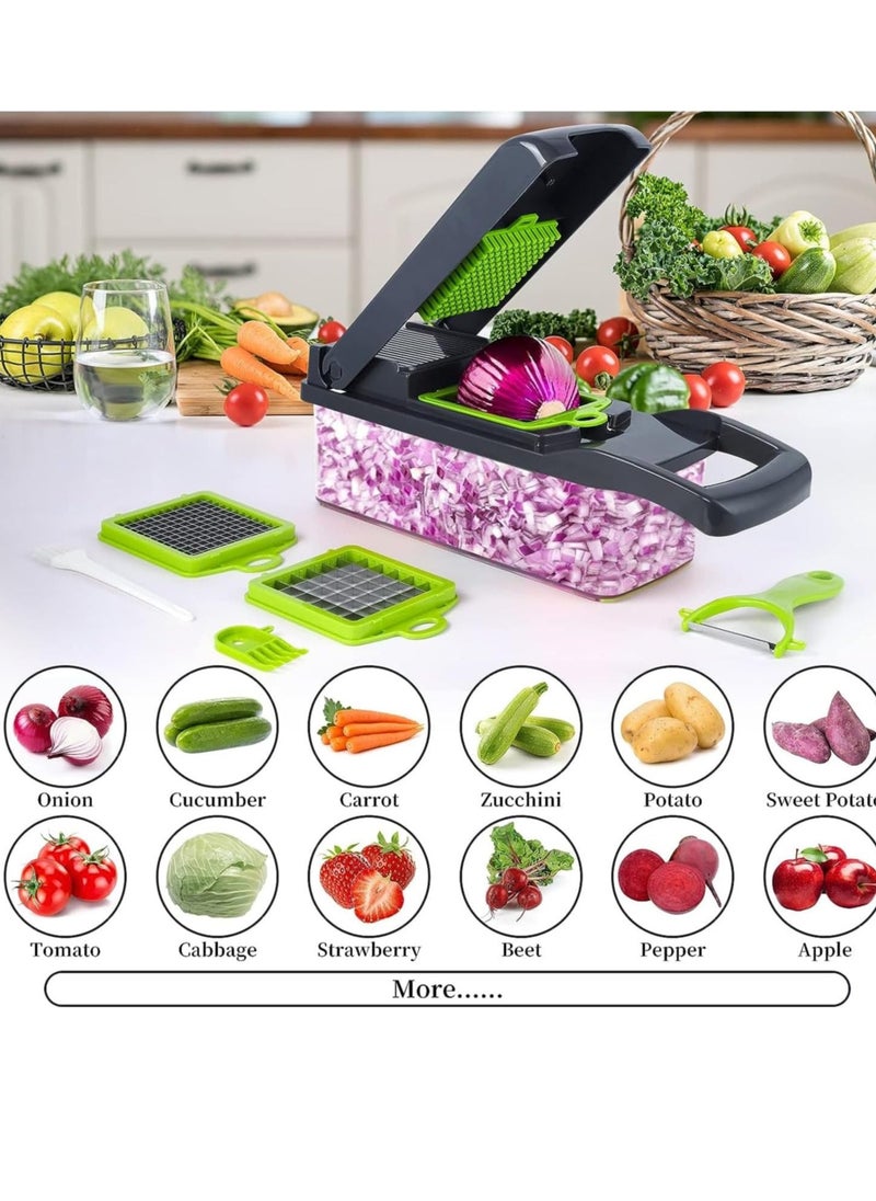 ZAQ - 16 in 1 multi-function vegetable and fruit chopper, replaceable blade chopper, slicer set, suitable for home kitchen - Image 1