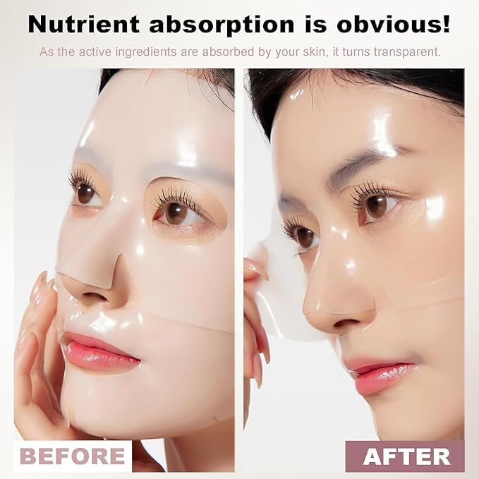 La Rostro Bio Collagen Face Mask Overnight Bio Collagen Face Mask Bio Collagen Mask Hydrating Overnight Hydrogel Mask Pore Minimizing Elasticity 4Pcs - Image 4