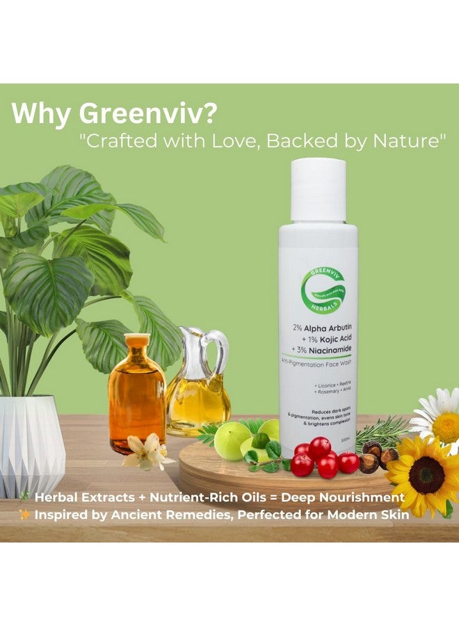 Greenviv 2% Alpha Arbutin + 1% Kojic Acid + 3% Niacinamide Anti-Pigmentation Face Wash | Helps Reduce Dark Spots, Even Skin Tone & Boost Radiance | 100ml - Image 4