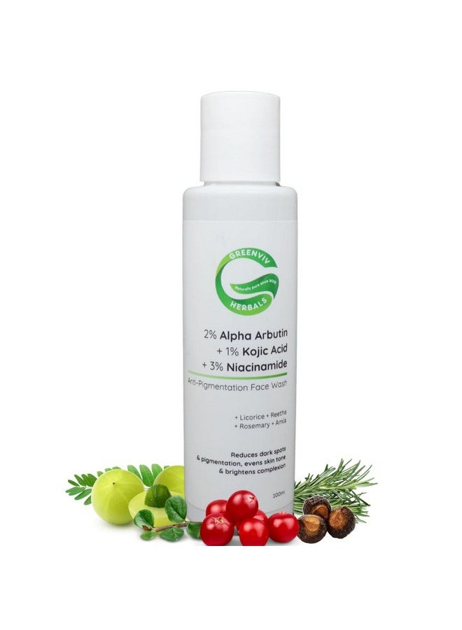 Greenviv 2% Alpha Arbutin + 1% Kojic Acid + 3% Niacinamide Anti-Pigmentation Face Wash | Helps Reduce Dark Spots, Even Skin Tone & Boost Radiance | 100ml - Image 1