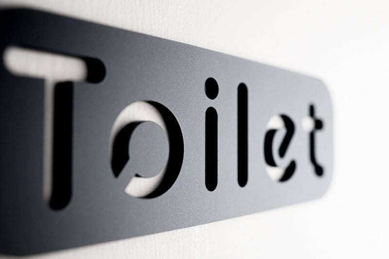 Modern Premium Grey Toilet Door Wall Sign Word by NOIR.DESIGN – Stone Texture Acrylic (15cm x 5cm) | Modern, Self-Adhesive Fixing, Waterproof (Black) - Image 5
