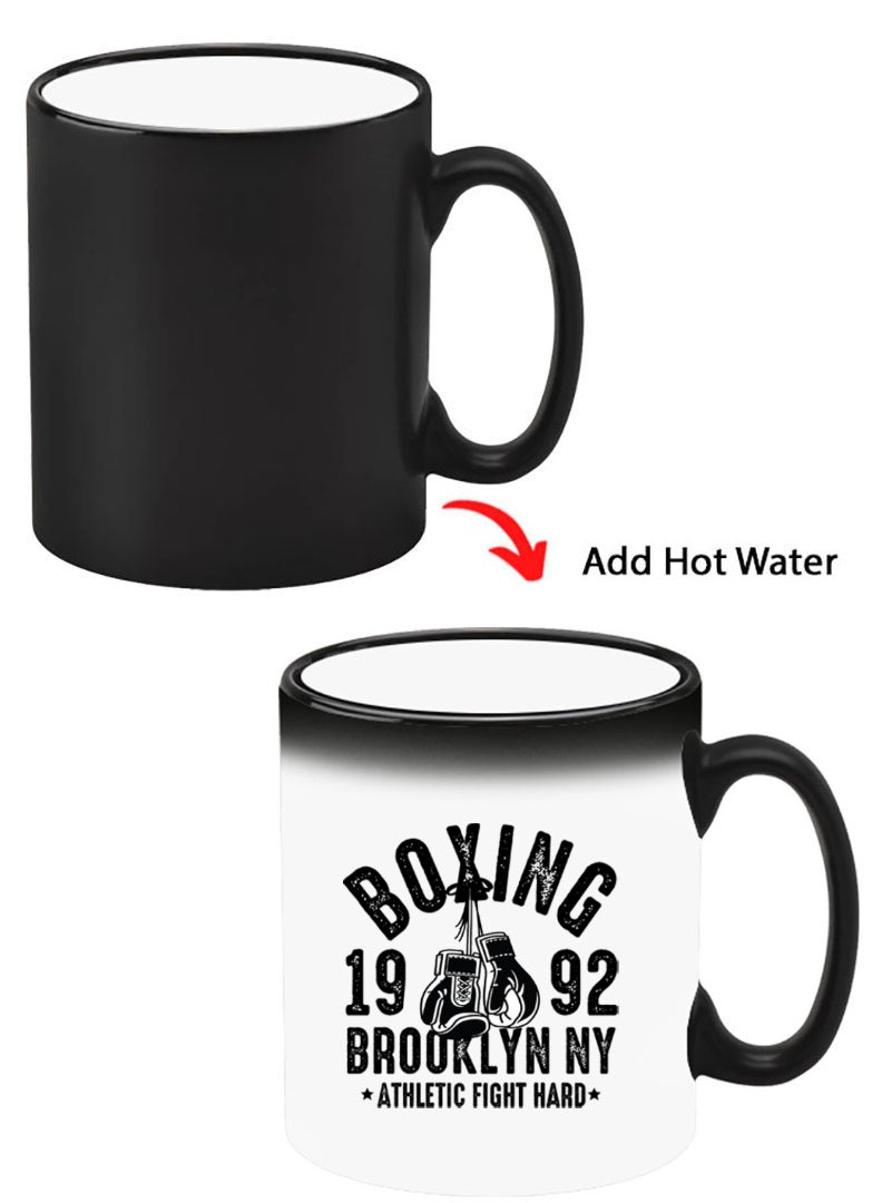 Theodor Color Changing Heat Sensitive Ceramic Mug, Image Revealed When HOT Liquid is Added! Boxing Brooklyn black - Image 1