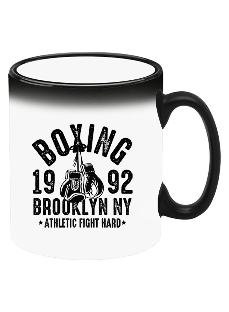 Theodor Color Changing Heat Sensitive Ceramic Mug, Image Revealed When HOT Liquid is Added! Boxing Brooklyn black - Image 2