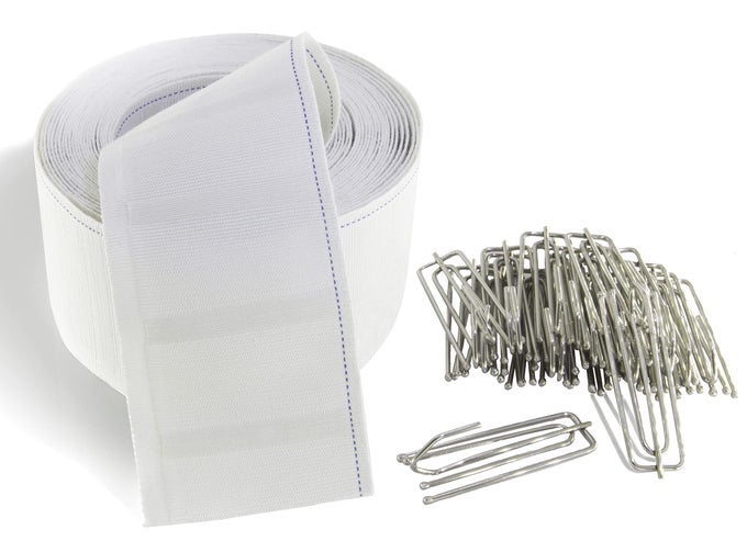 Pleat Tape for Curtain Heading Vintage Style Small Size with 20 Pcs Stainless Steel 4 Prong Curtain Pleat Hook Clip 10Yard 20 Pack White