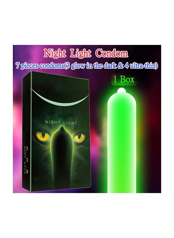 Generic - 1-Box With 3PCS Glowing and 4PCS Ultrathin Condoms,Men Luminous and Ultra Thin Lubricated Latex Condoms - Image 1