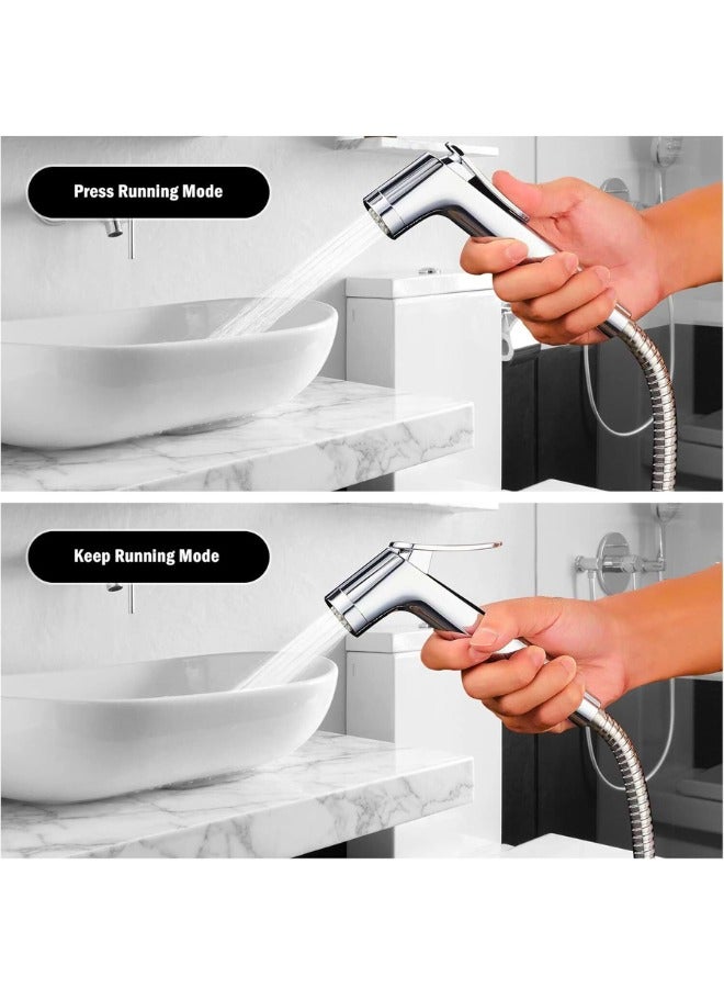 Chase Up Shattaf Set, Bidet Sprayer for Toilet with 47inches Stainless Steel Bidet Hose, Wall Mounted Handheld Bathroom Spray for Personal Hygiene, Chrome - Image 2