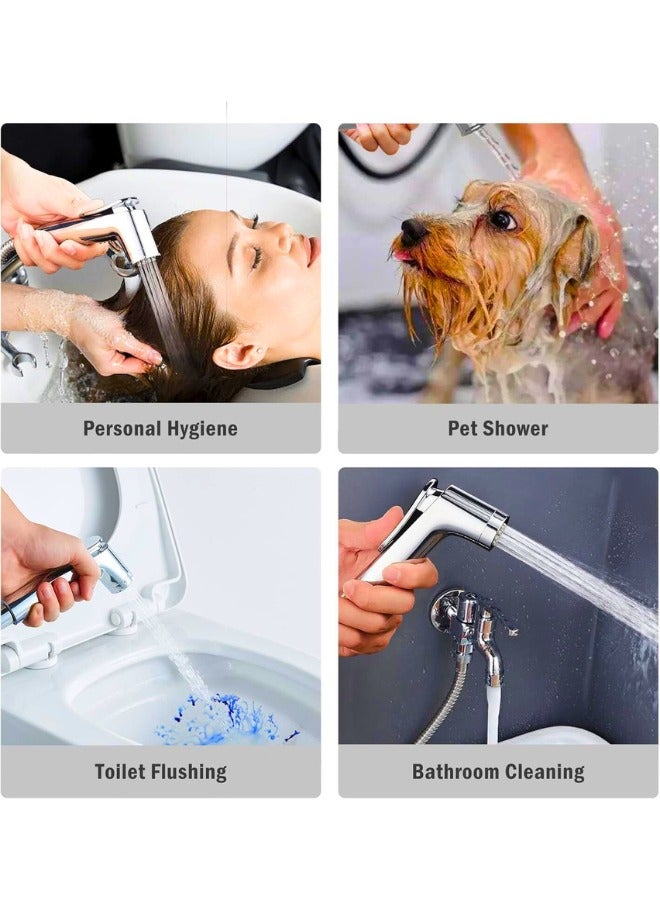 Chase Up Shattaf Set, Bidet Sprayer for Toilet with 47inches Stainless Steel Bidet Hose, Wall Mounted Handheld Bathroom Spray for Personal Hygiene, Chrome - Image 3