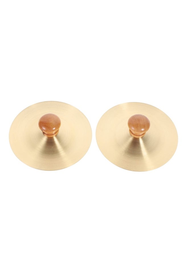 Generic Finger Cymbals,Wooden Handles, 1 Pair 3.5inch Finger Cymbals Copper Mini Finger Cymbals Hand Cymbal Belly Dance Finger Cymbal,Music Instrument for Adults, Kids, 9cm  - Image 3