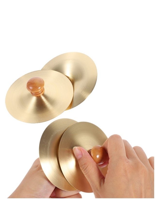 Generic Finger Cymbals,Wooden Handles, 1 Pair 3.5inch Finger Cymbals Copper Mini Finger Cymbals Hand Cymbal Belly Dance Finger Cymbal,Music Instrument for Adults, Kids, 9cm  - Image 1
