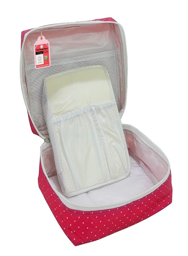 Luces Makeup Storage Box Cosmetic Vanity Toiletry Necklace Travelling Wardrobe Organizer Jewellery Pouch for Women (Pink) - Image 3