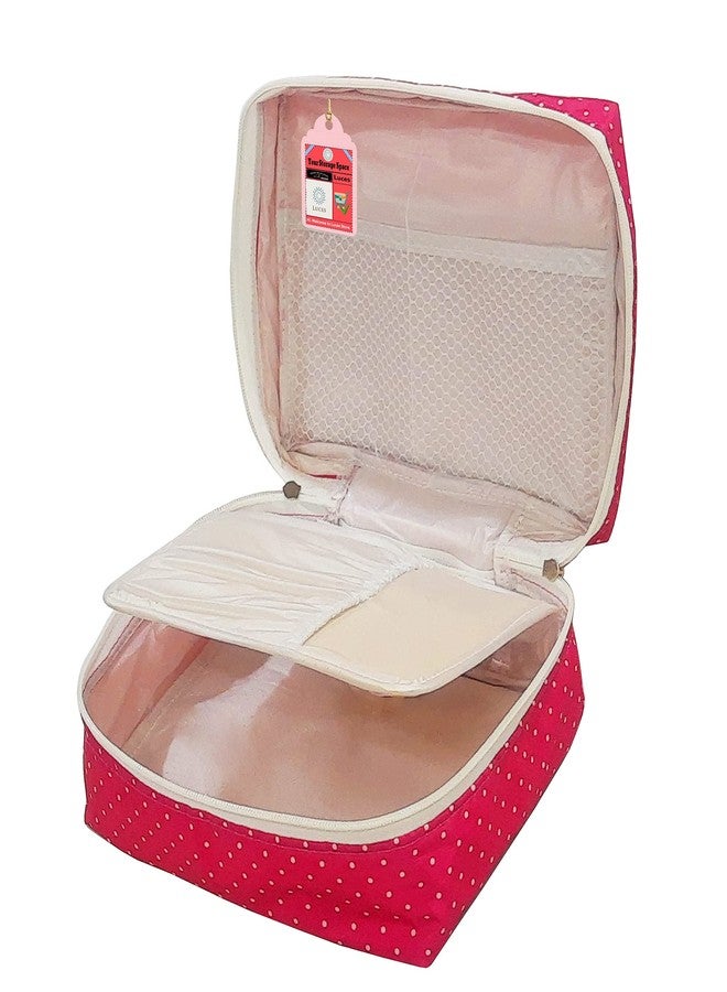 Luces Makeup Storage Box Cosmetic Vanity Toiletry Necklace Travelling Wardrobe Organizer Jewellery Pouch for Women (Pink) - Image 2