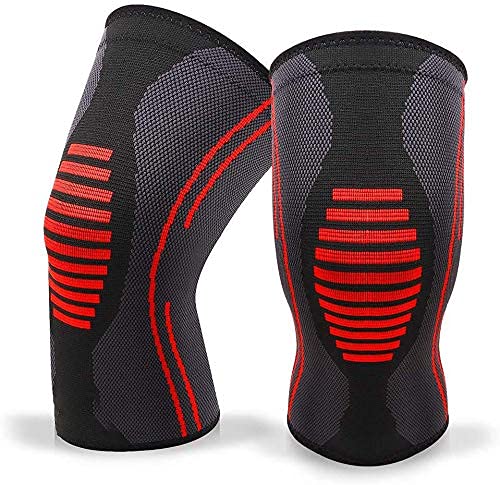 serveuttam Knee Cap for Pain Relief �Ortho Knee Support for Men Women | Knee Sleeves for Running Jogging Gym Squats | Pair Knee Cap Compression Sleeves for Arthritis Knee Pain (Red-Black, M) - Image 5