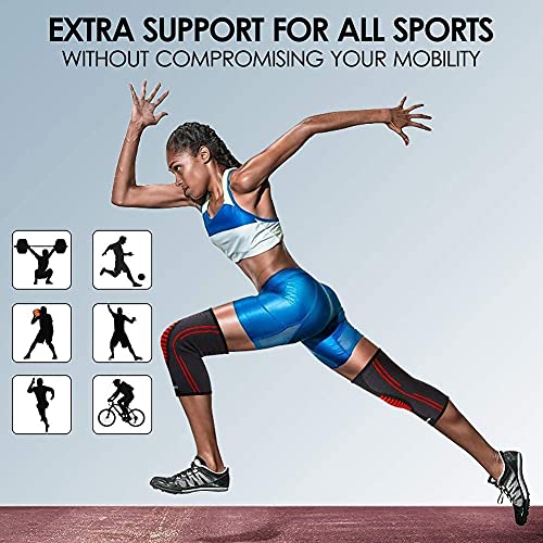 serveuttam Knee Cap for Pain Relief �Ortho Knee Support for Men Women | Knee Sleeves for Running Jogging Gym Squats | Pair Knee Cap Compression Sleeves for Arthritis Knee Pain (Red-Black, M) - Image 4