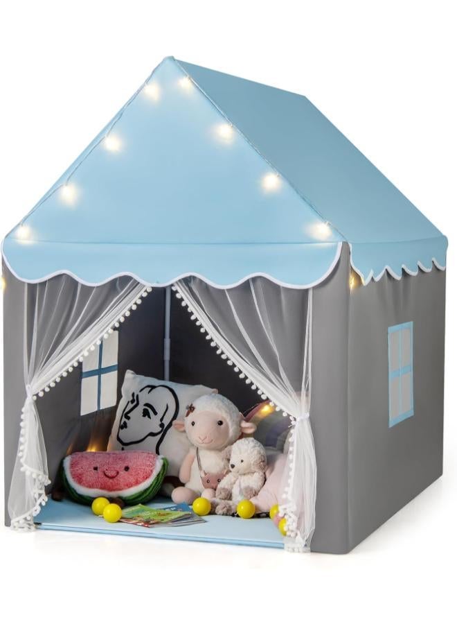 COSTWAY Children's Play Tent with Washable Mat & Star Lights - Image 1