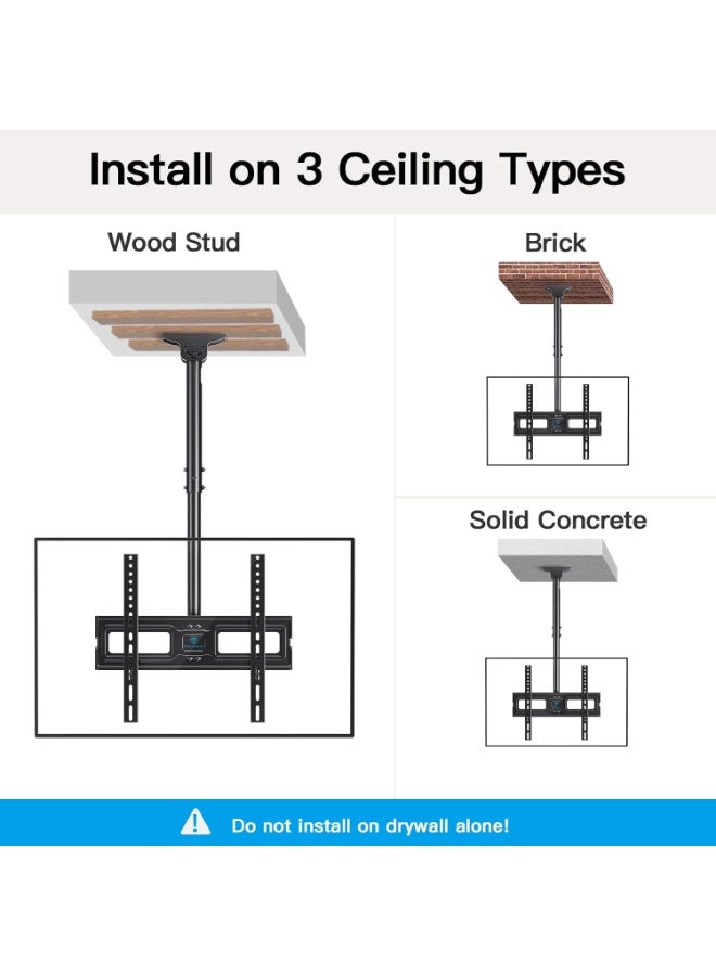 حامل تلفزيون سقفي متحرك – يناسب الشاشات من 26 إلى 55 بوصة – دعم حتى 45 كجم، دوران وإمالة كاملة – متوافق مع VESA حتى 400x400 - Image 2