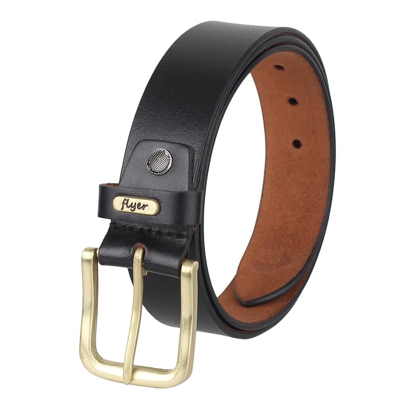 Flyer Oversize belt for men waist 44 to 70 inches Genuine Leather xxxl extra large plus size (Formal/Casual) (Colour-Black) (Size-52) BL908 - Image 2