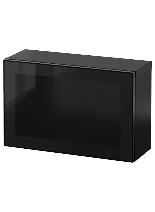 Zaboon Wall-mounted cabinet combination, black-brown Glassvik/black clear glass, 60x22x38 cm - Image 1