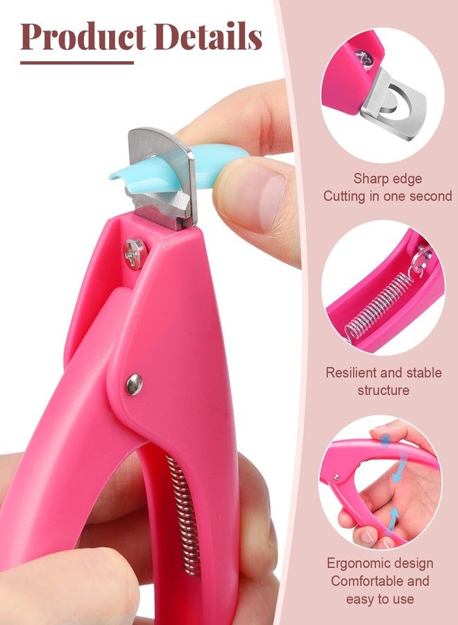 MORGLES Acrylic Nail Clipper with Magnets Sizer, Professional Nail Cutters for Tips with Length Measurement for Salon & Home Manicure Lovers, Pink - Image 2