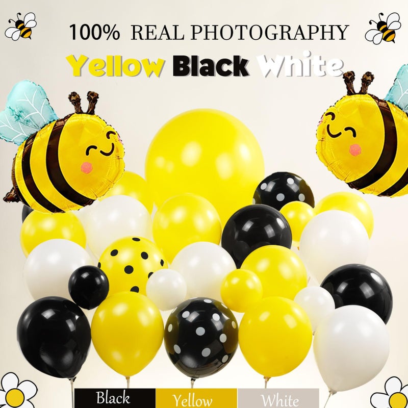 kozee A little Bee is on the Way Baby Shower Decorations - with Yellow Black White Balloon arch & Bee daisy polka dot prints foil balloons & Banner backdrop for Honey Gender Reveal Party Supplies - Image 3