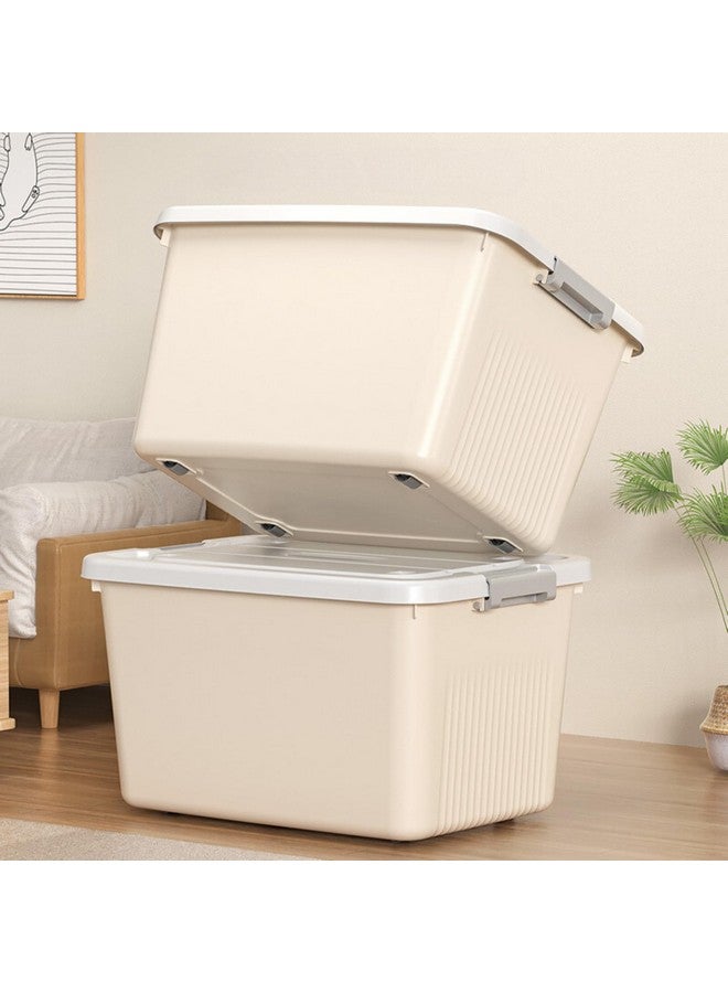 HoopVool Plastic Storage Bin with Locking Lid, Sturdy and Versatile Home Organizer, Available in Multiple Color And Size. (CREAM, PACK OF - 1, X-LARGE - 15.7 X 11.4 X 7.9 INCH) - Image 4