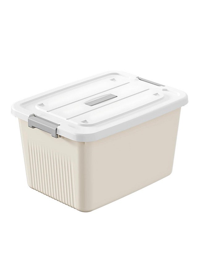 HoopVool Plastic Storage Bin with Locking Lid, Sturdy and Versatile Home Organizer, Available in Multiple Color And Size. (CREAM, PACK OF - 1, X-LARGE - 15.7 X 11.4 X 7.9 INCH) - Image 1