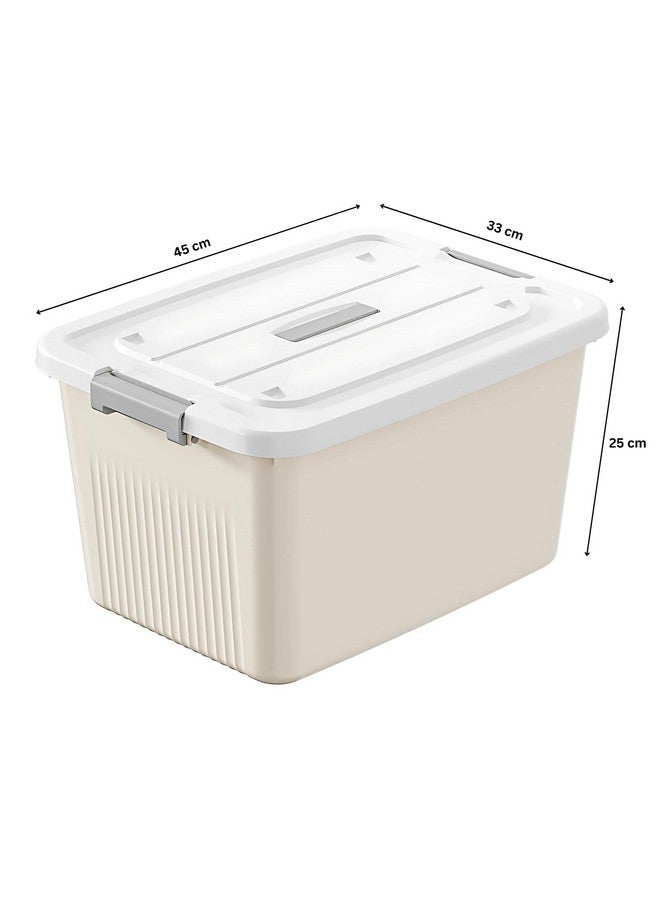 HoopVool Plastic Storage Bin with Locking Lid, Sturdy and Versatile Home Organizer, Available in Multiple Color And Size. (CREAM, PACK OF - 1, X-LARGE - 15.7 X 11.4 X 7.9 INCH) - Image 2