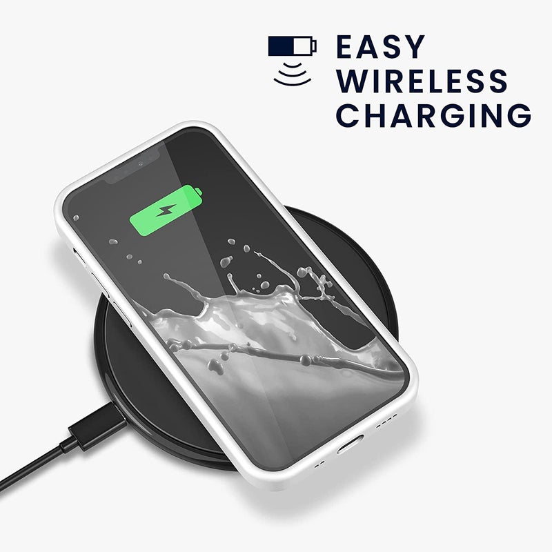 Elzzi Microfiber Logo Cut Cover Compatible for iPhone 13 Case Cushion Liquid Soft Silicone Gel Rubber Phone Cases Non-Slip Full Body Protective Shockproof Back Cover 6.1 inch, White - Image 3