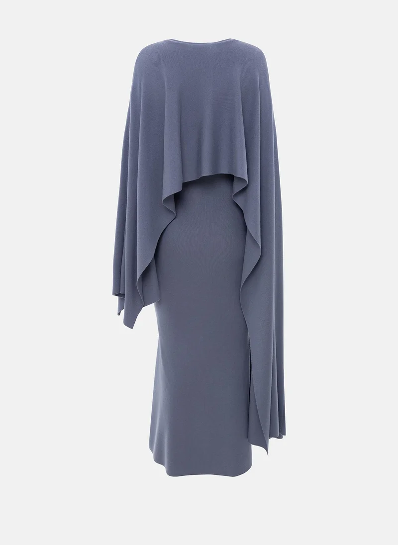 Lichi  Viscose knitted maxi dress with long shoulder cape for Women | Best Price UAE